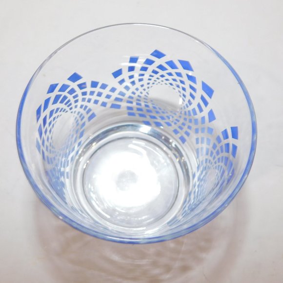 2 Vintage Ikea Clear Royal Blue  Design Lowball Tumbler Glasses - Picture 6 of 7
